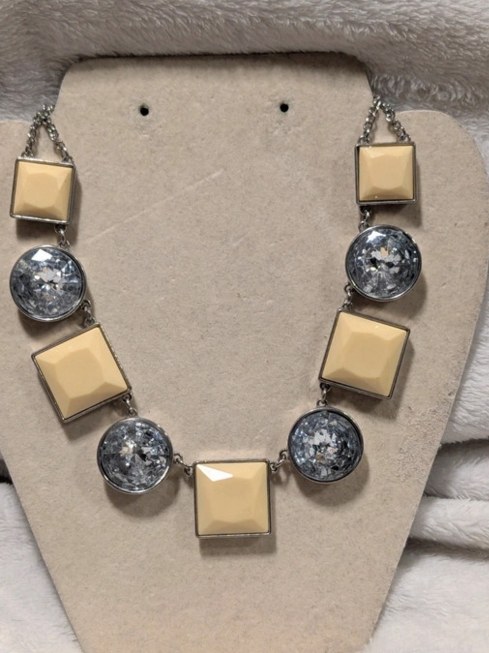 Neutral Cream & Silver Statement Necklace - Women Jewelry